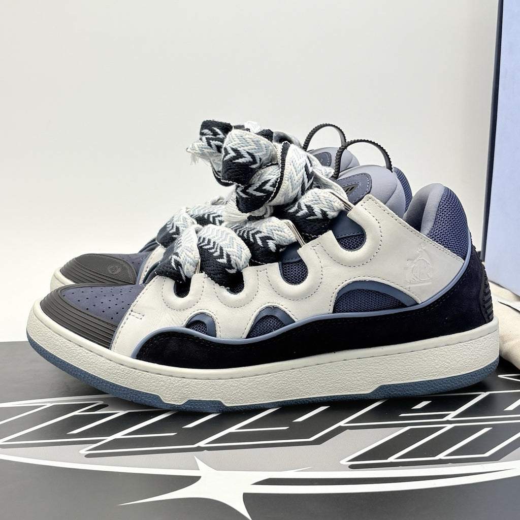 Size 43 (10 US) - Lanvin Curb Sneaker ' White Navy Blue ' | EXCELLENT CONDITION!