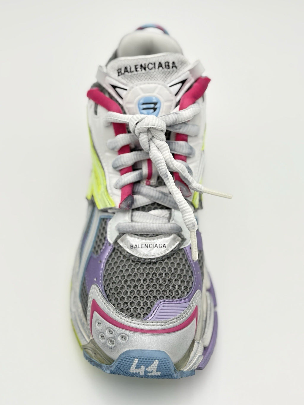 Size 41 - Balenciaga Runner ' Grey Light Purple Neón Yellow White ' | NEW!