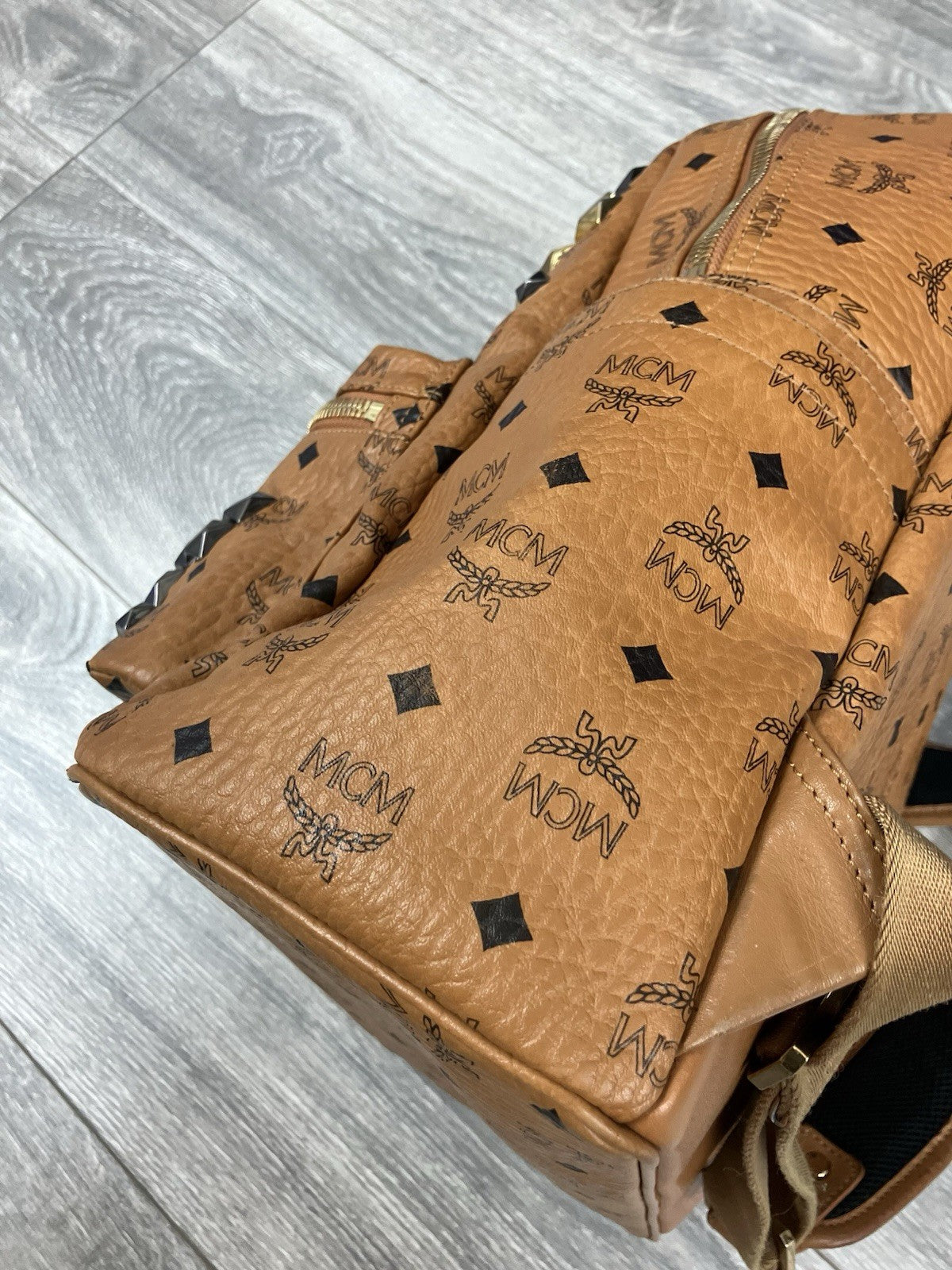 MCM Cognac Stark " M " Studded Backpack | GREAT CONDITION!