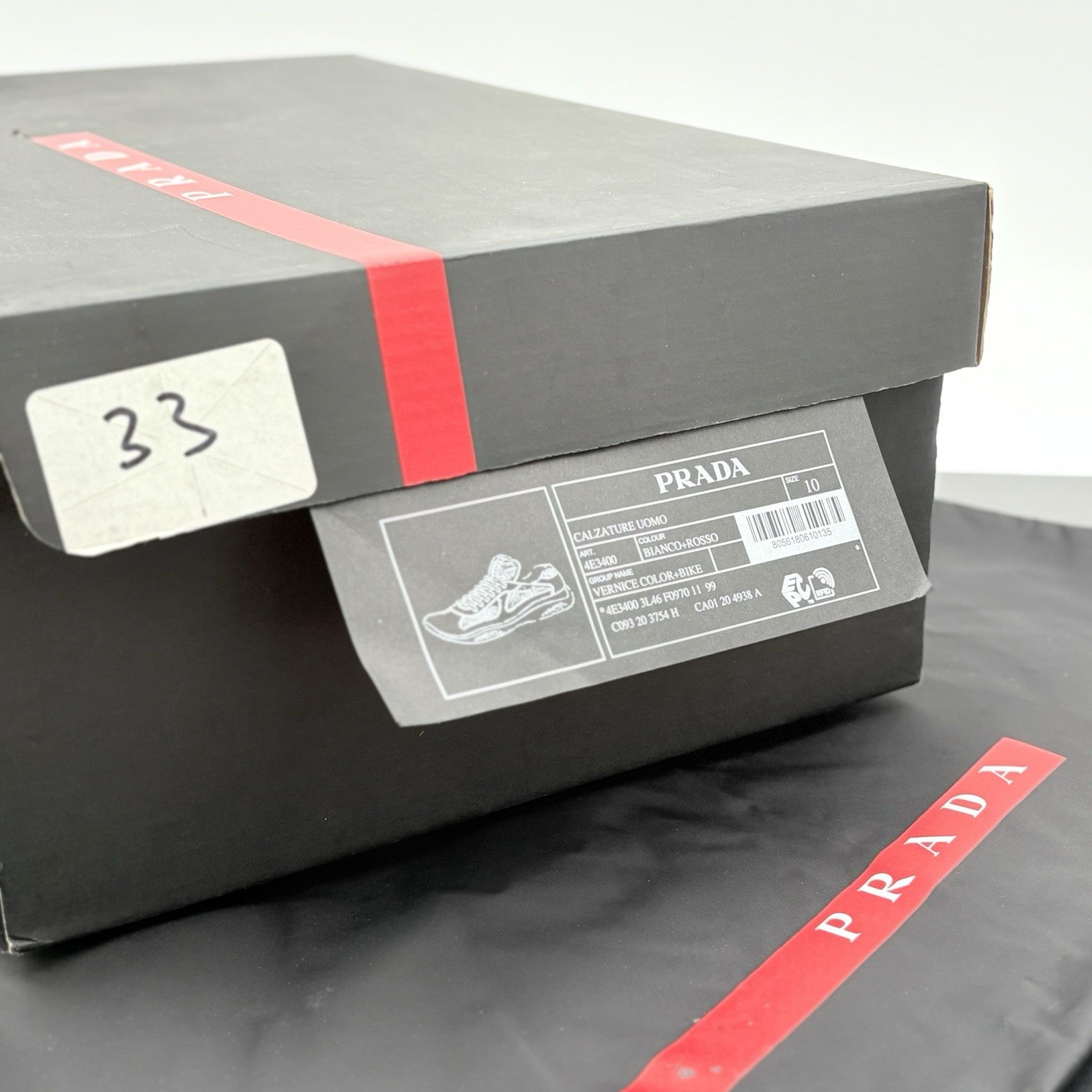 Size 10 UK (11 US) Prada Americas Cup ' Black White Red ' | SUPER CLEAN!