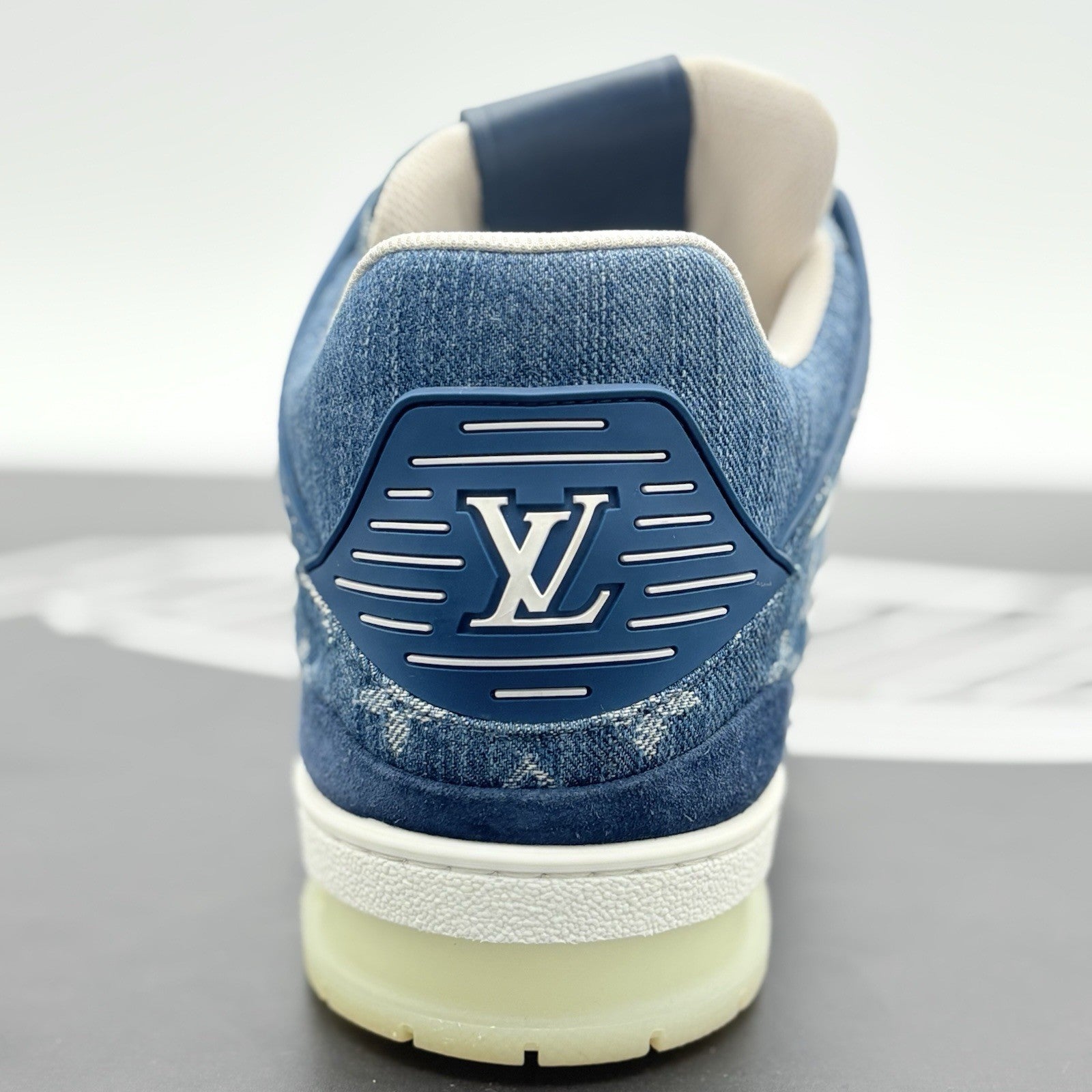 Size 8.5 LV (9.5-10 US) Louis Vuitton Denim Mid Trainer ' Blue ' | SUPER CLEAN!