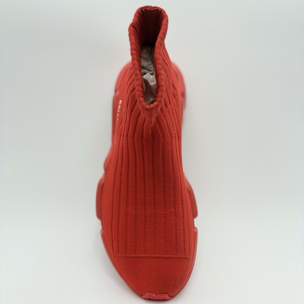 Size 41 (8 US) - Balenciaga Speed Trainer Rib Knit Rouge ' Red ' | GREAT COND!