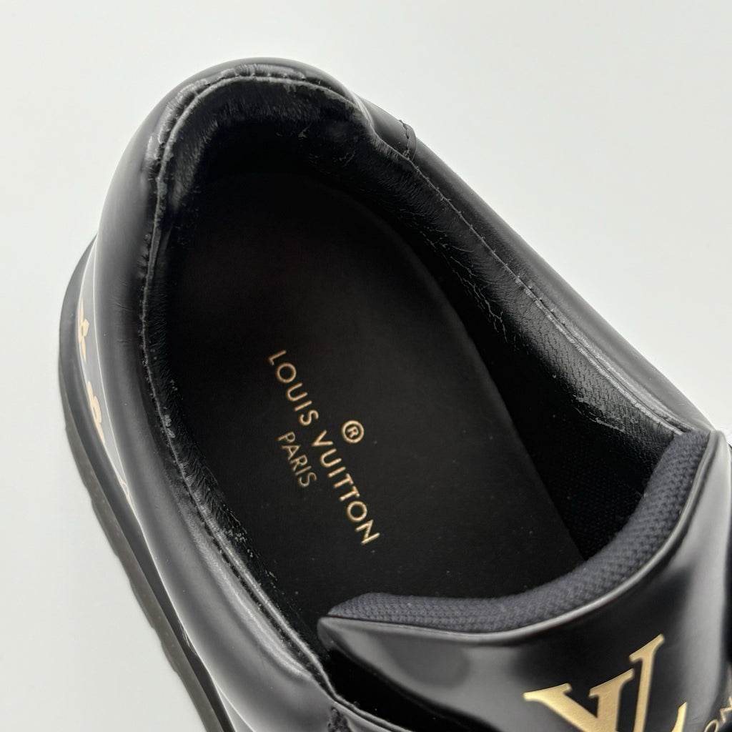 Size 7 LV (8-8.5 US) Louis Vuitton Leather Derby Sneaker ' Black ' | SUPER CLEAN