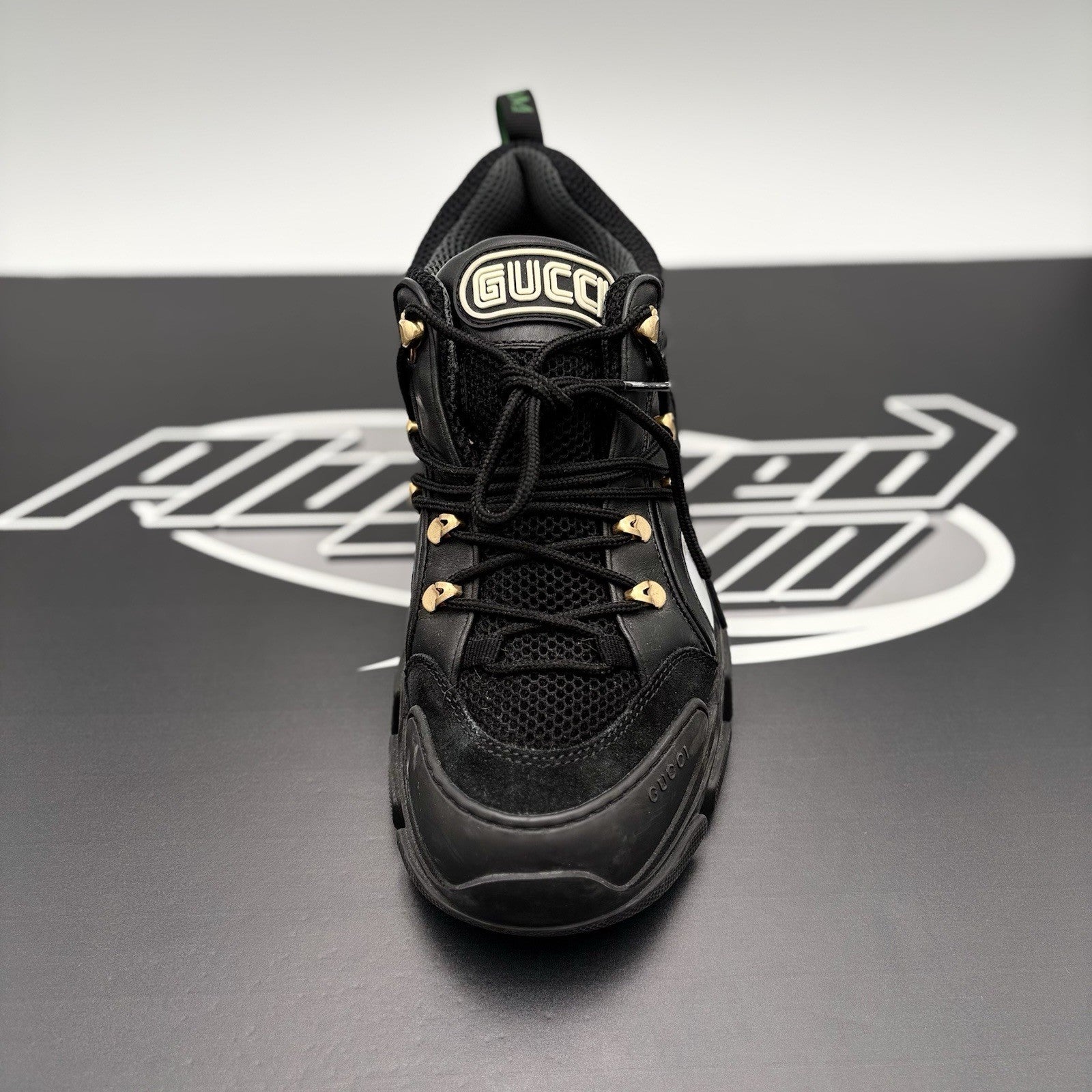 Size 8 G (8.5 US) - Gucci Flashtrek ' SEGA Black Leather ' | GOOD CONDITION!
