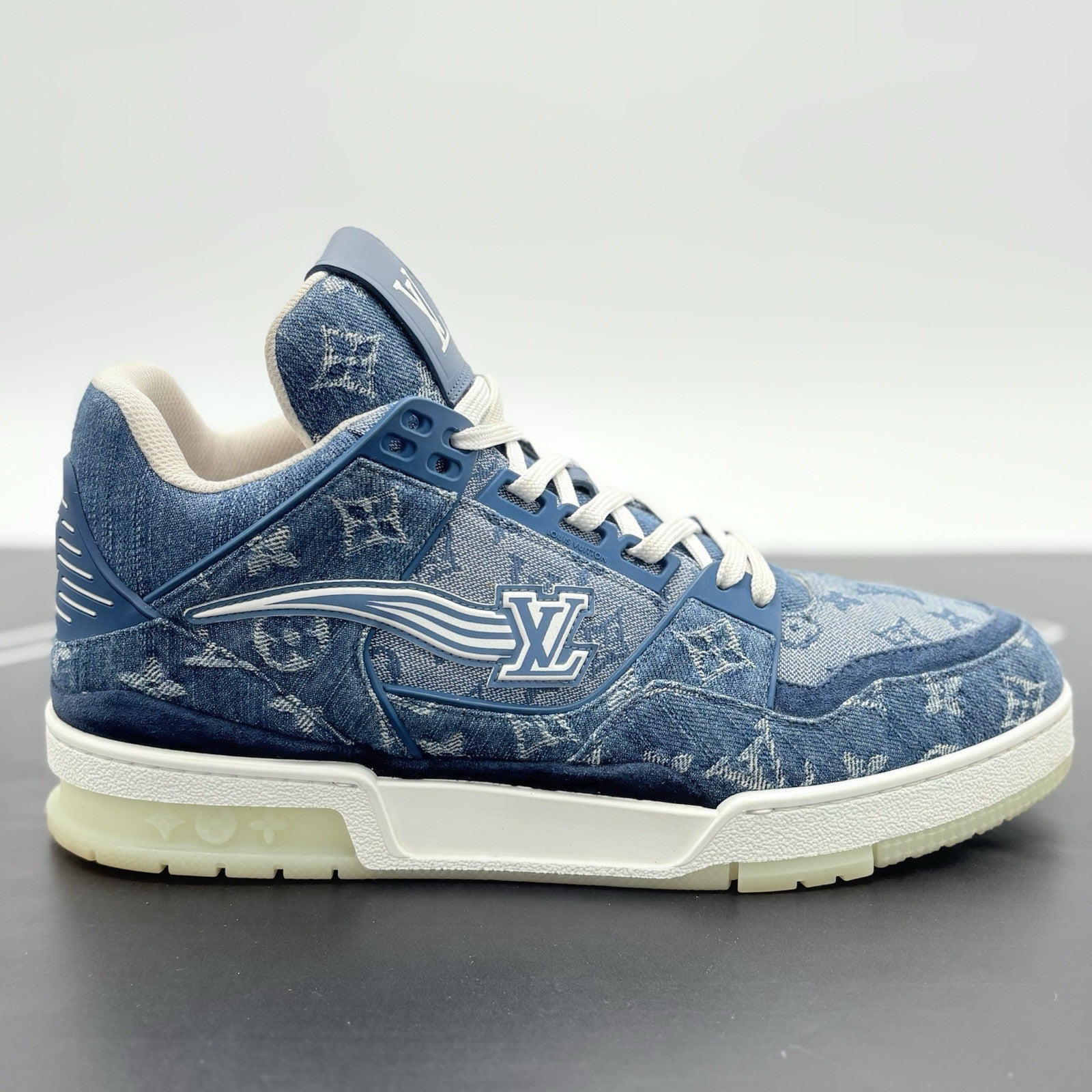 Size 8.5 LV (9.5-10 US) Louis Vuitton Denim Mid Trainer ' Blue ' | SUPER CLEAN!