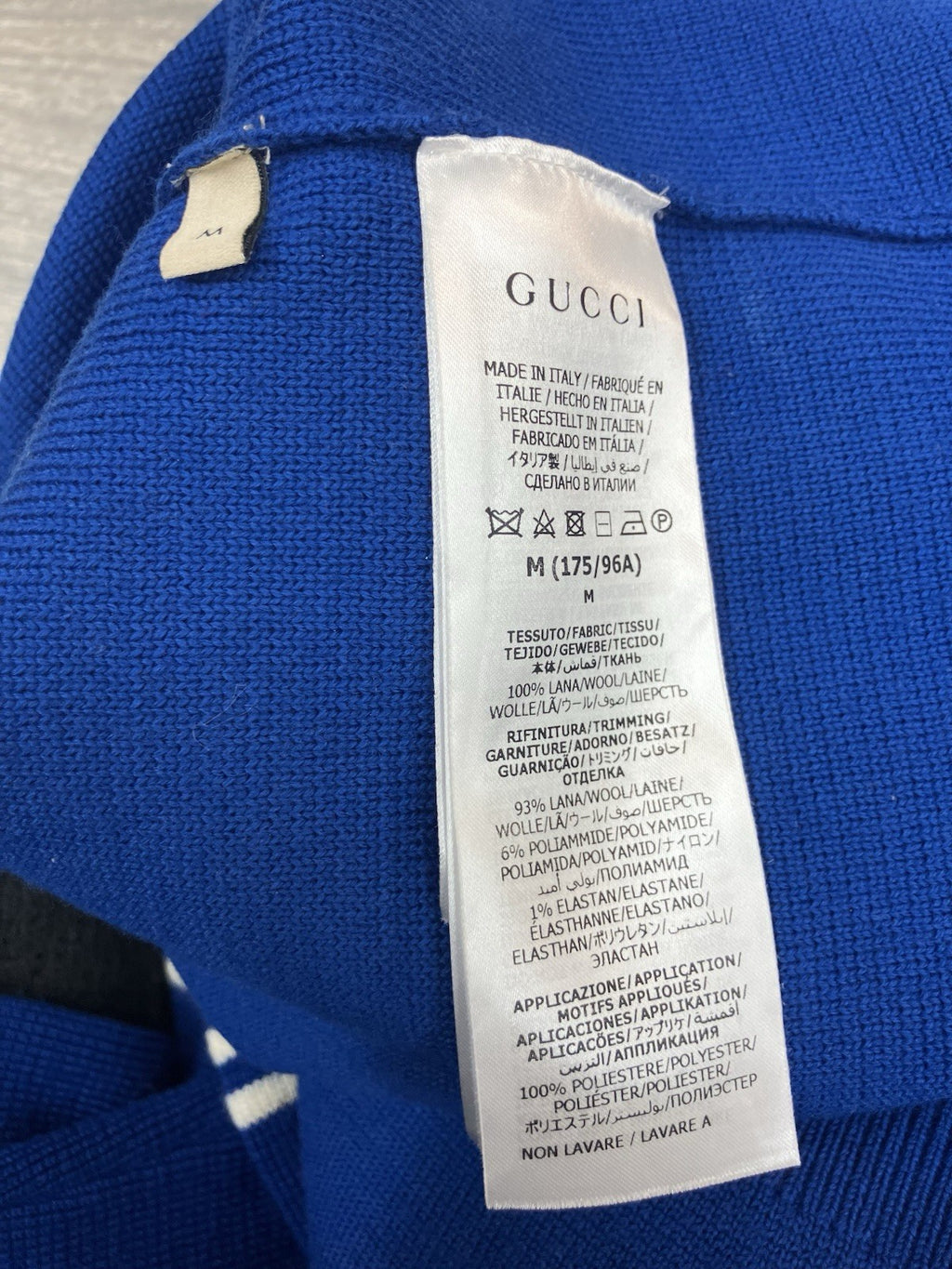 Size Medium - Gucci Knit Wool Sweater With Square GG ' Blue White ' | EXCELLENT!