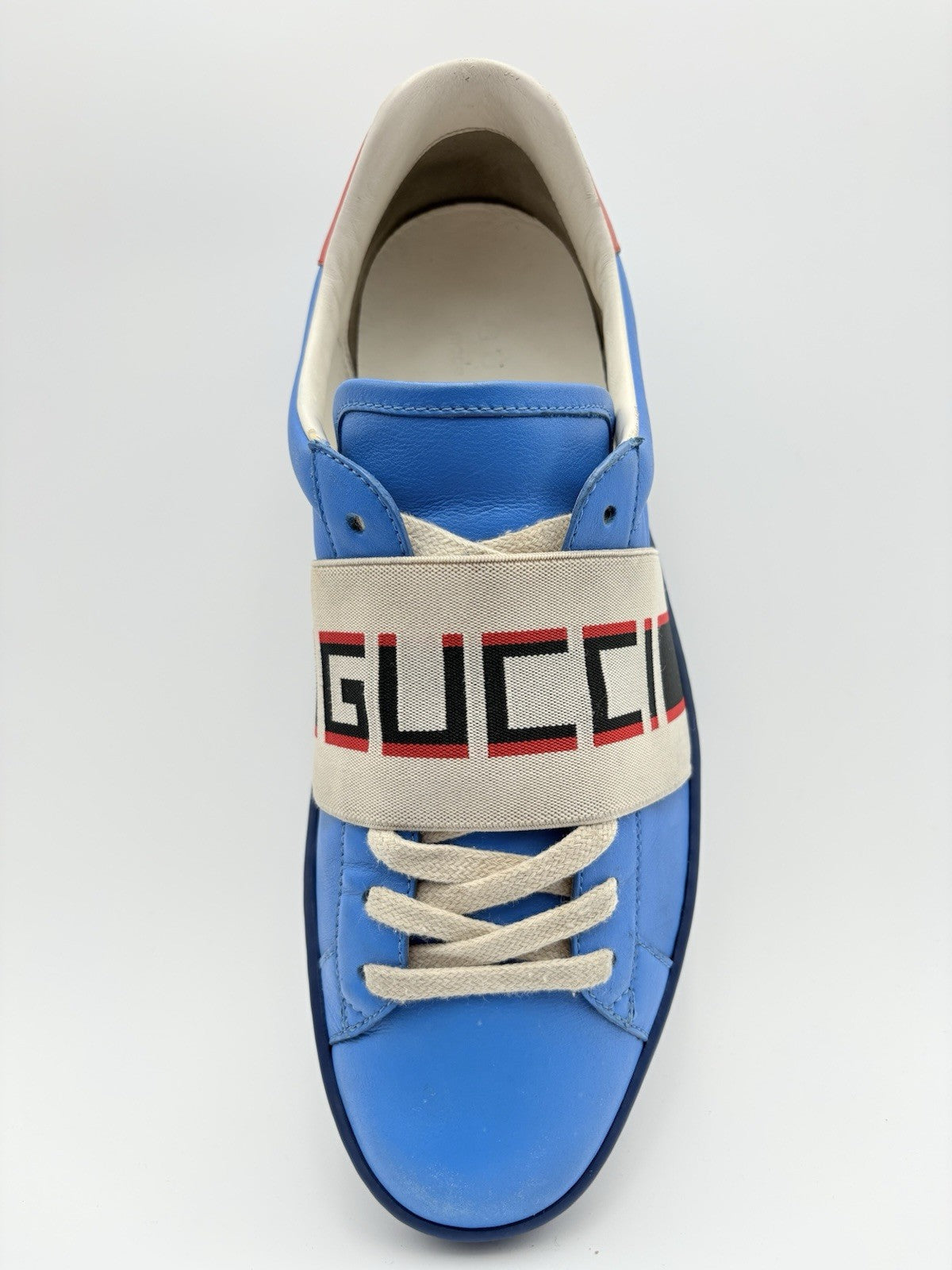 Size 7 G (7.5 US) - Gucci Ace Stripe Leather ' Blue ' | GOOD CONDITION!
