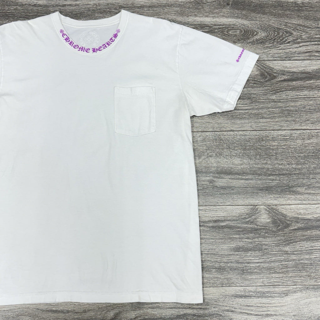 Size XL - Chrome Hearts Collar Print T-Shirt ' White Purple ' | WORN 1-3x