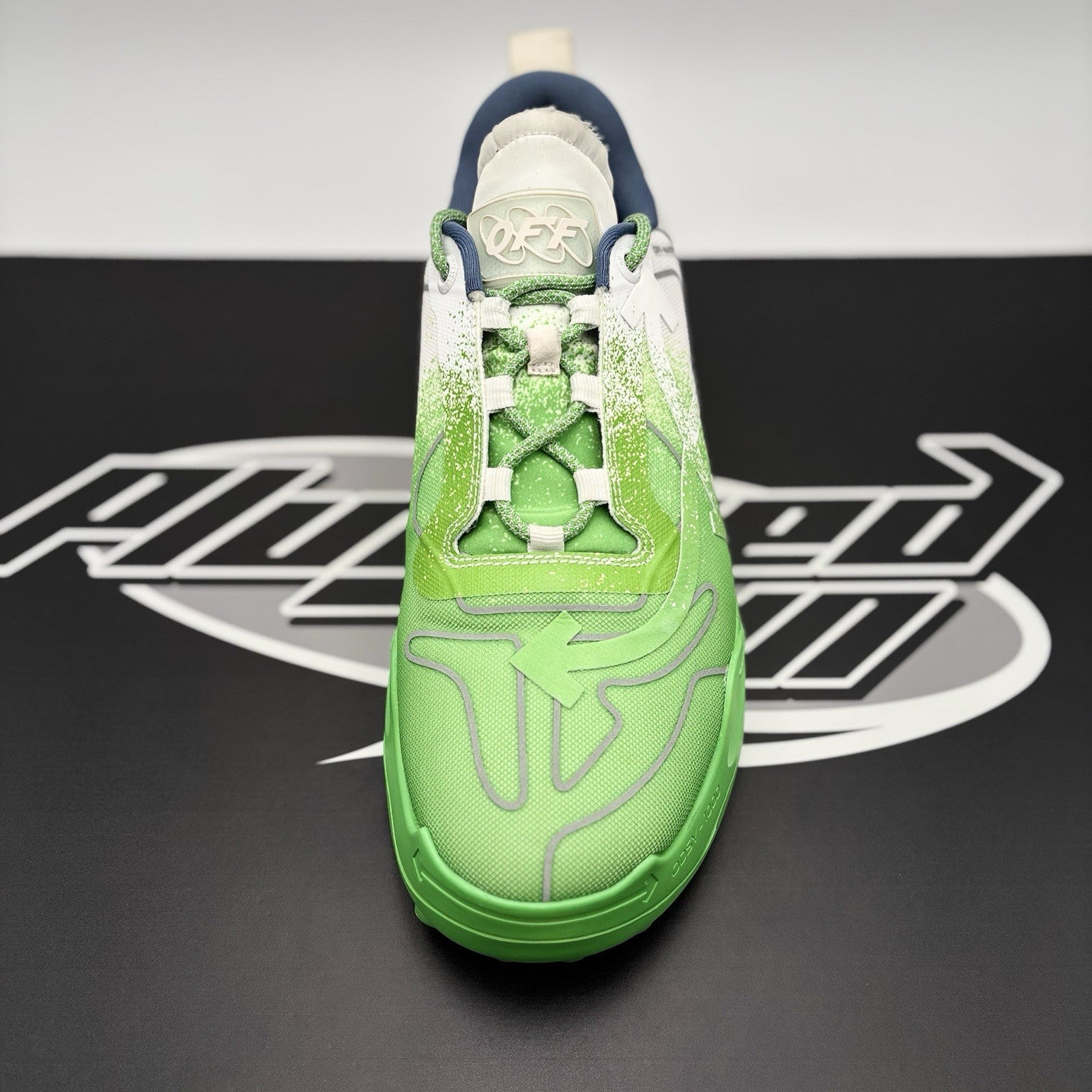Size 45 (12 US) Off-White ODSY-1000 ' White, Green Spray Paint ' | GREAT!