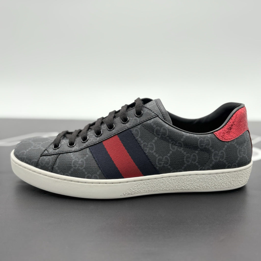 Size 8.5 G (9 US) Gucci Ace GG Supreme ' Black Grey ' | GREAT CONDITION!