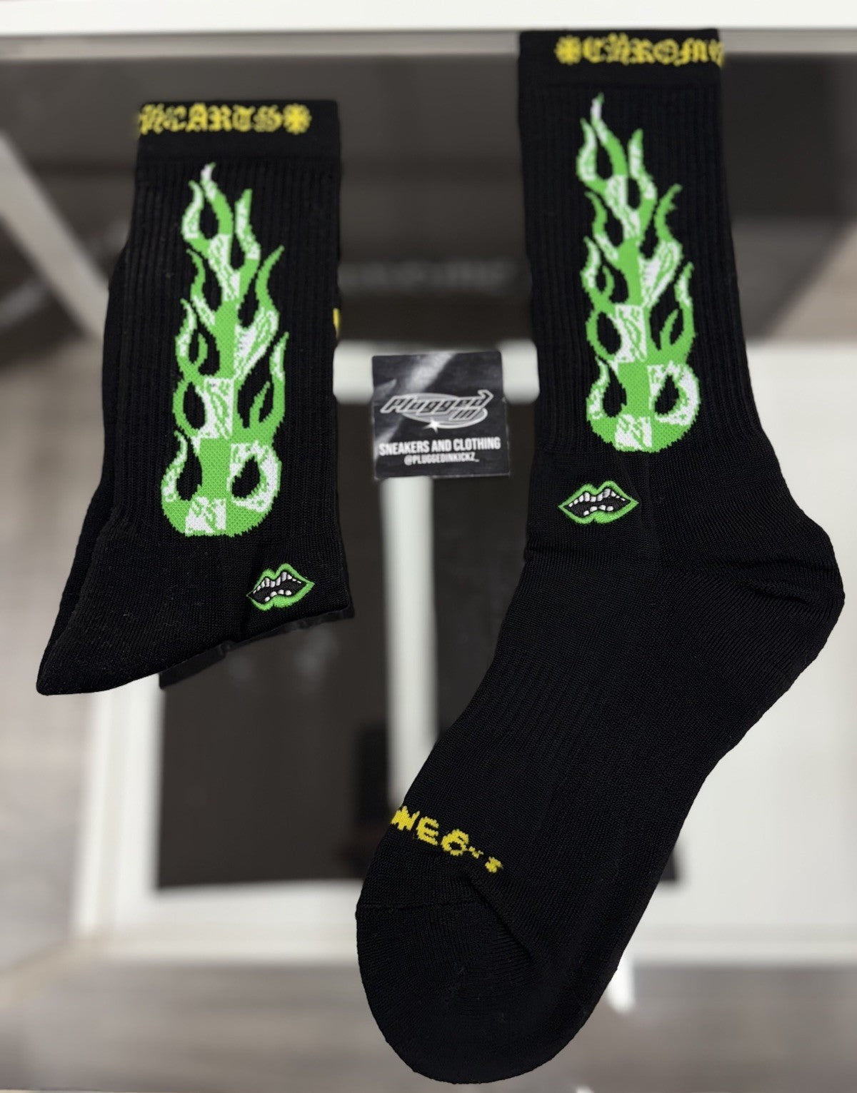 Size Small (4-6 US) - Chrome Hearts X Matty Boy Flame Socks ' Black ' | NEW!