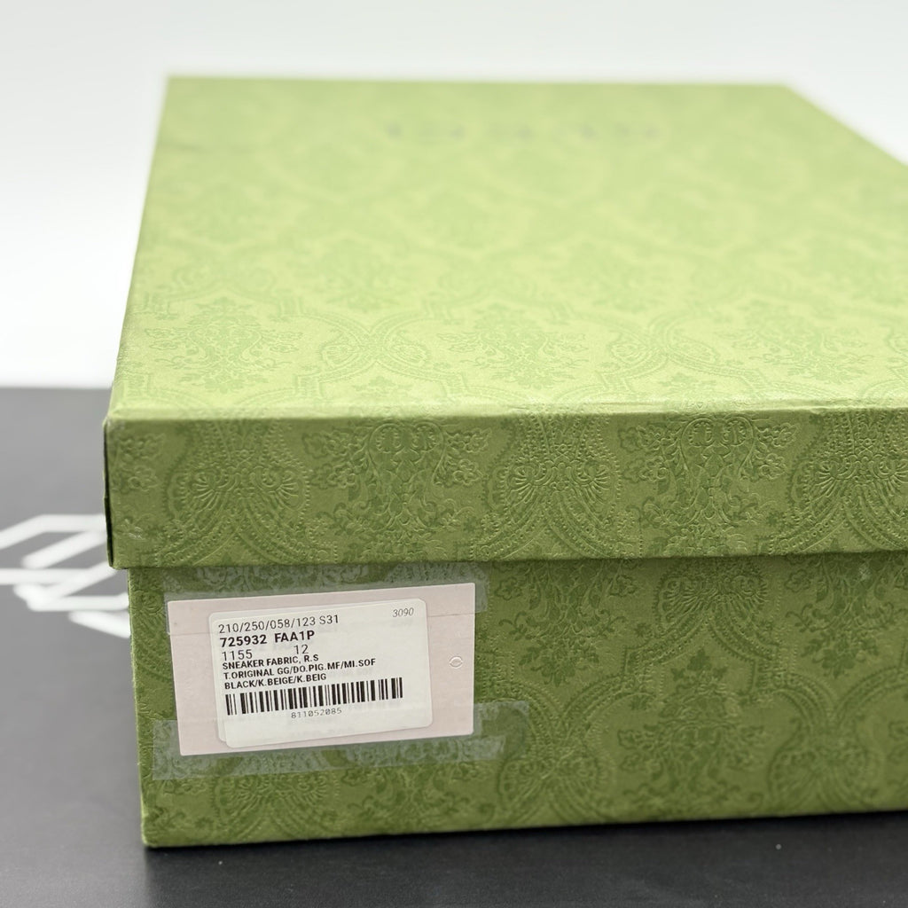 Size 12 G (12.5 US) Gucci Rhyton GG Supreme ' Black Khaki Beige ' | GREAT COND!