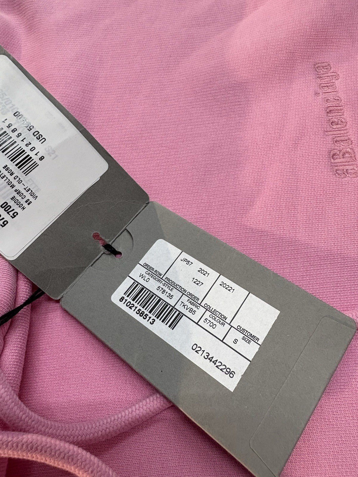 Size Small - Balenciaga Embroidered Logo Hoodie ' Pink '