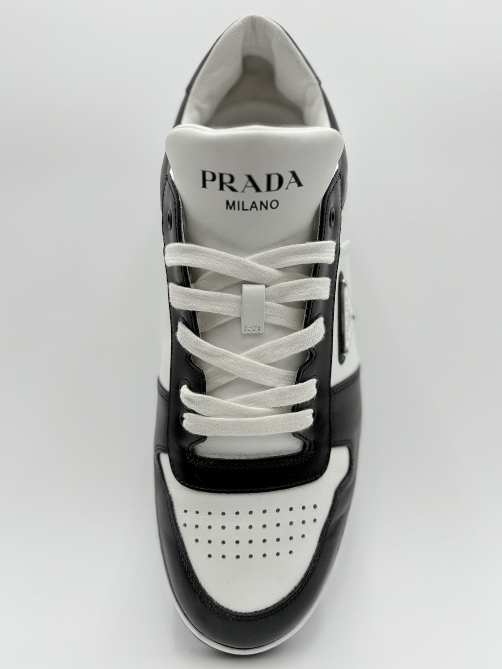 Size 11 UK (12 US) - Prada Downtown Low Leather ' Black White ' | SUPER CLEAN!