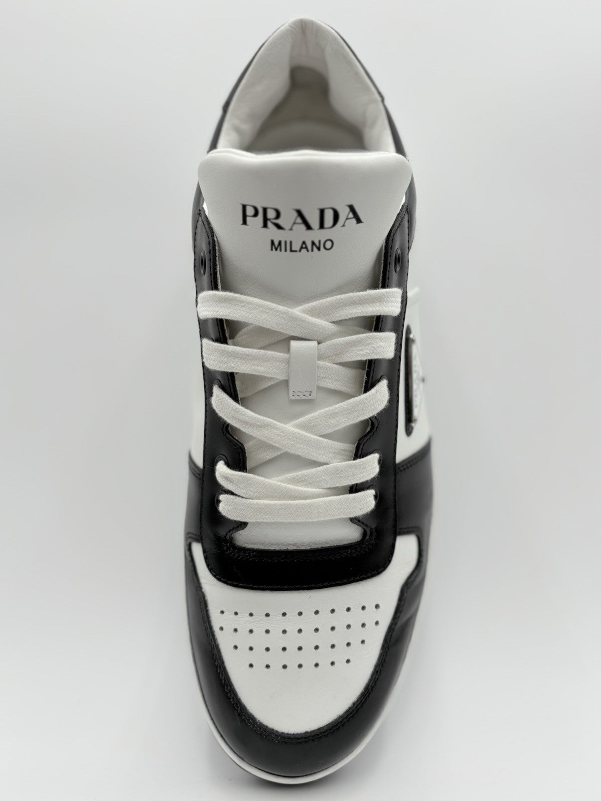 Size 11 UK (12 US) - Prada Downtown Low Leather ' Black White ' | SUPER CLEAN!