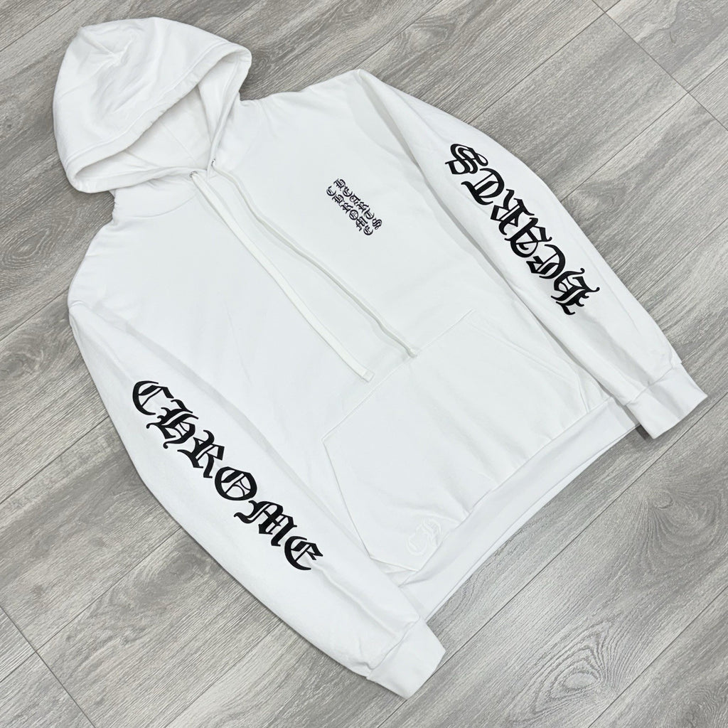 Size XL - Chrome Hearts Vertical Logo Fleece Hoodie ' White ' | NEW!