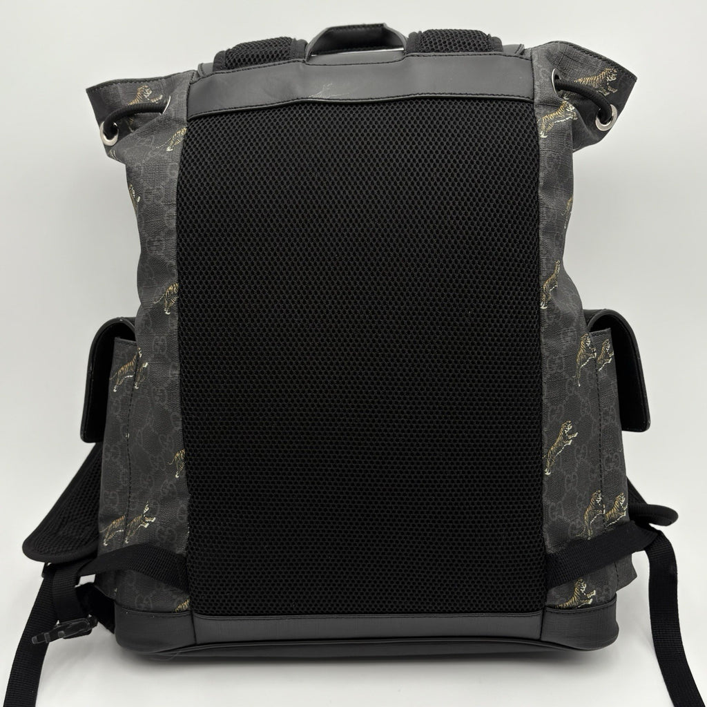 Gucci Bestiary GG Supreme Tigers Backpack ' Black Grey '