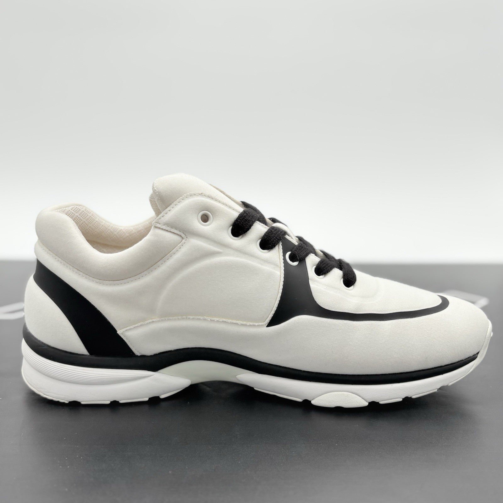 Size 45 (12 US) Chanel Nylon & Suede Low Top ' White Black ' | SUPER CLEAN!