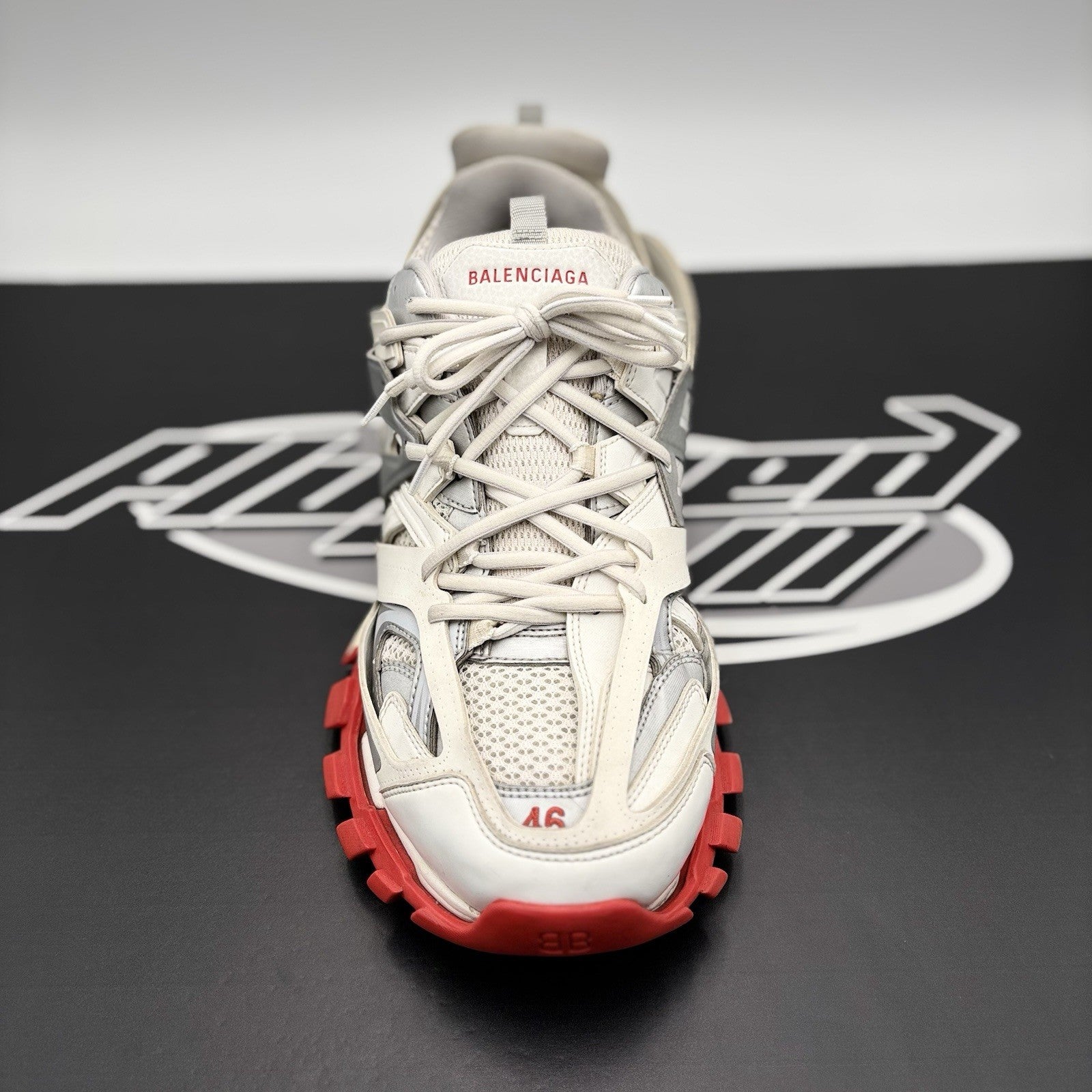 Size 46 (13 US) - Balenciaga Track Sneaker ' White Red ' | GOOD CONDITION!