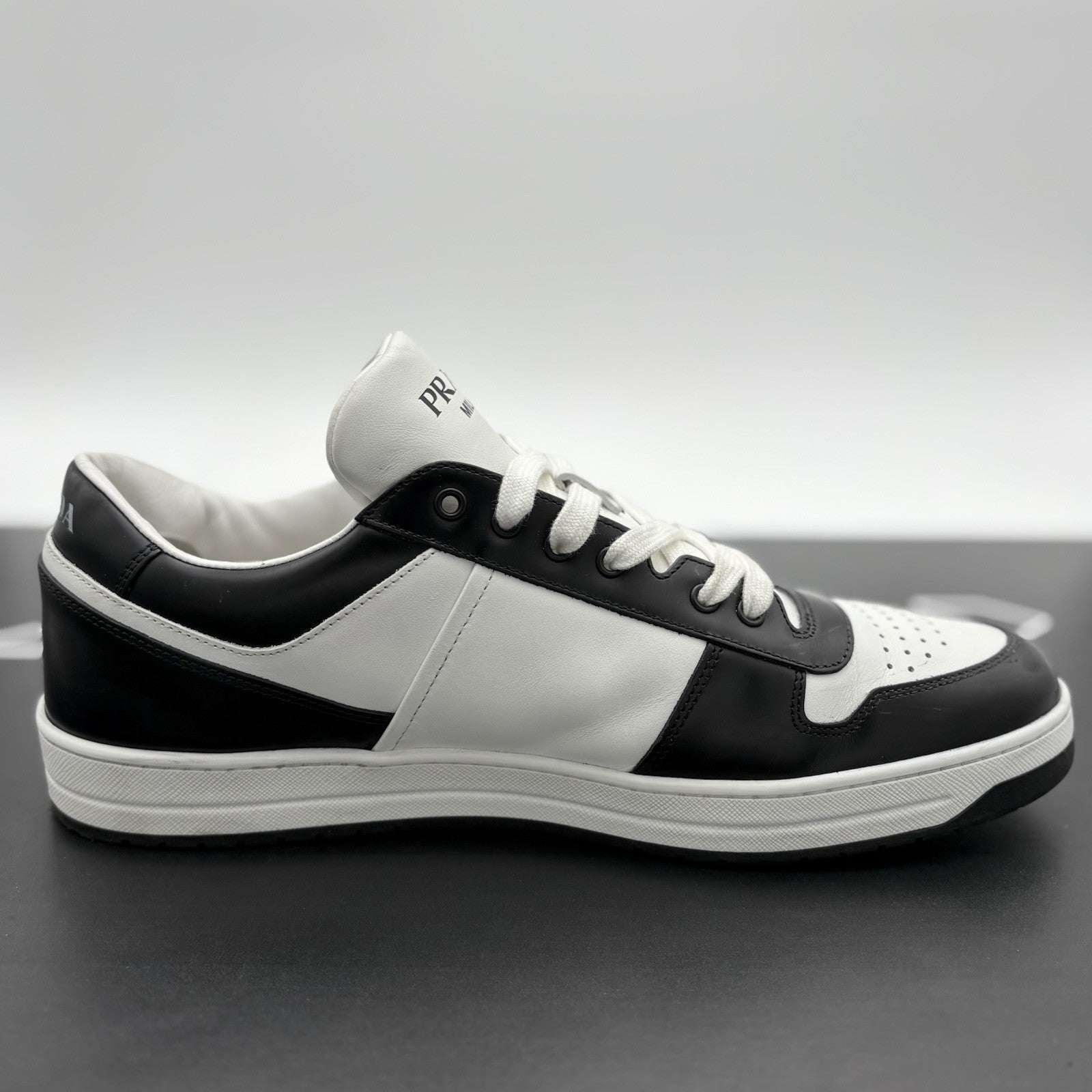 Size 11 UK (12 US) - Prada Downtown Low Leather ' Black White ' | SUPER CLEAN!