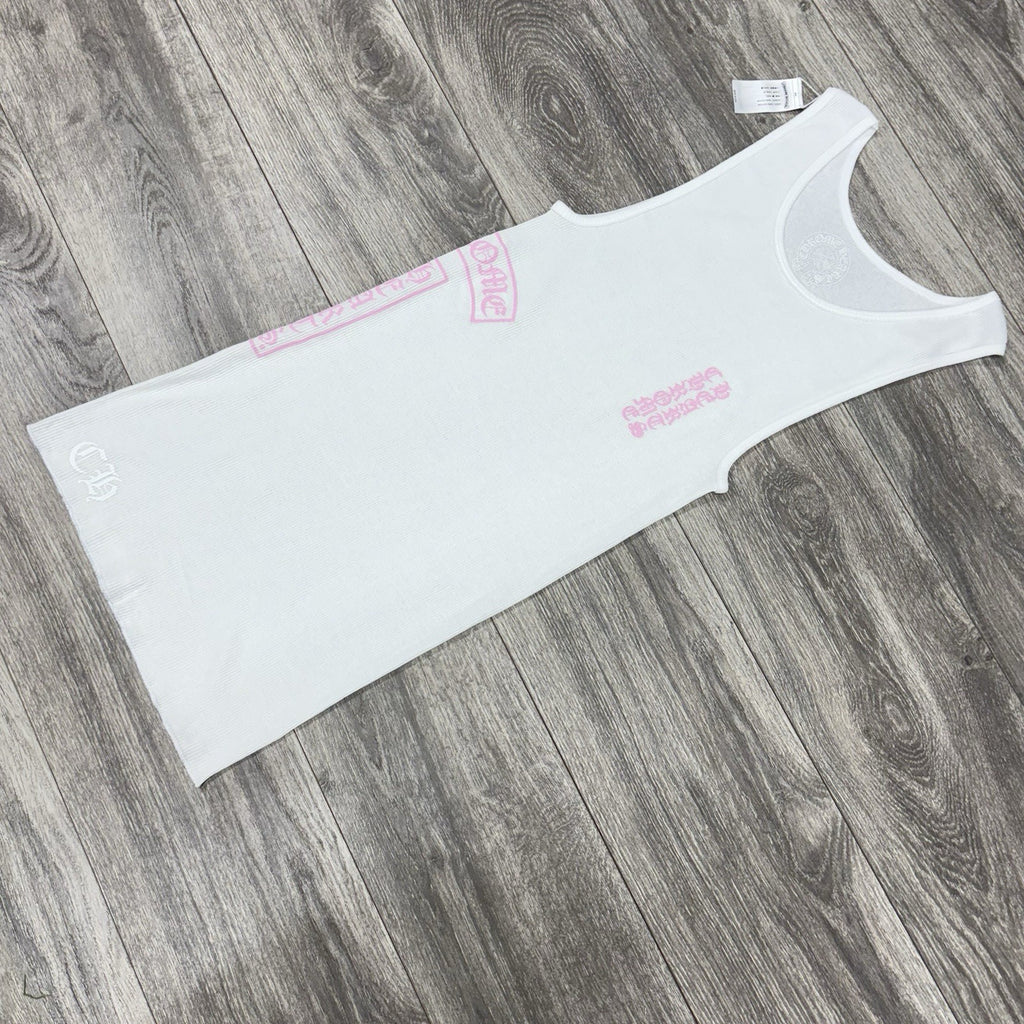 Size Large - Chrome Hearts T Bar Tank Top ' White Pink ' BRAND NEW!