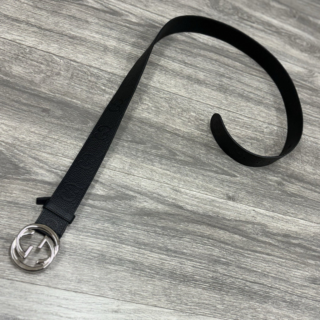 Gucci Belt GG Leather Interlocking Buckle ' Black ' | SUPER CLEAN!