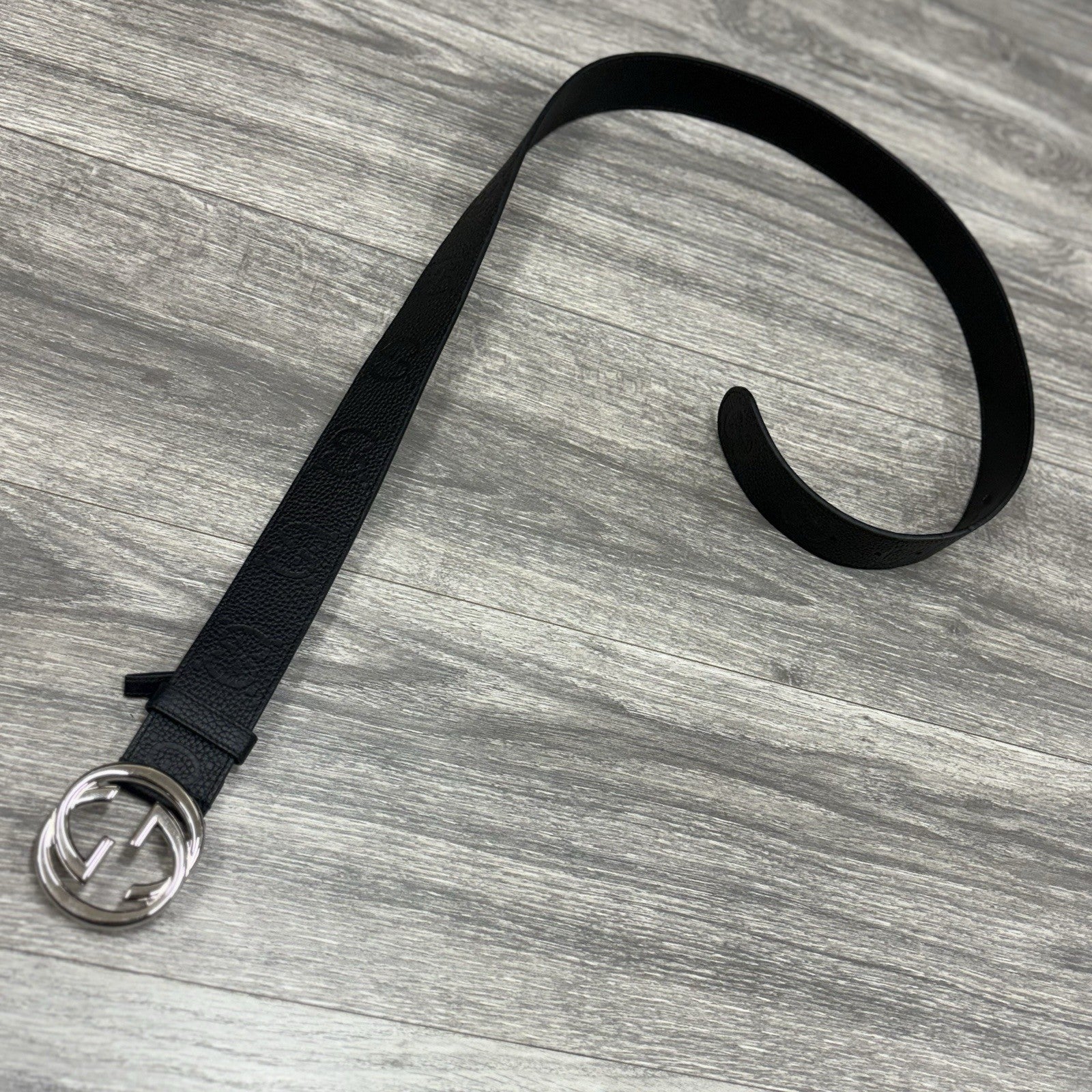 Gucci Belt GG Leather Interlocking Buckle ' Black ' | SUPER CLEAN!