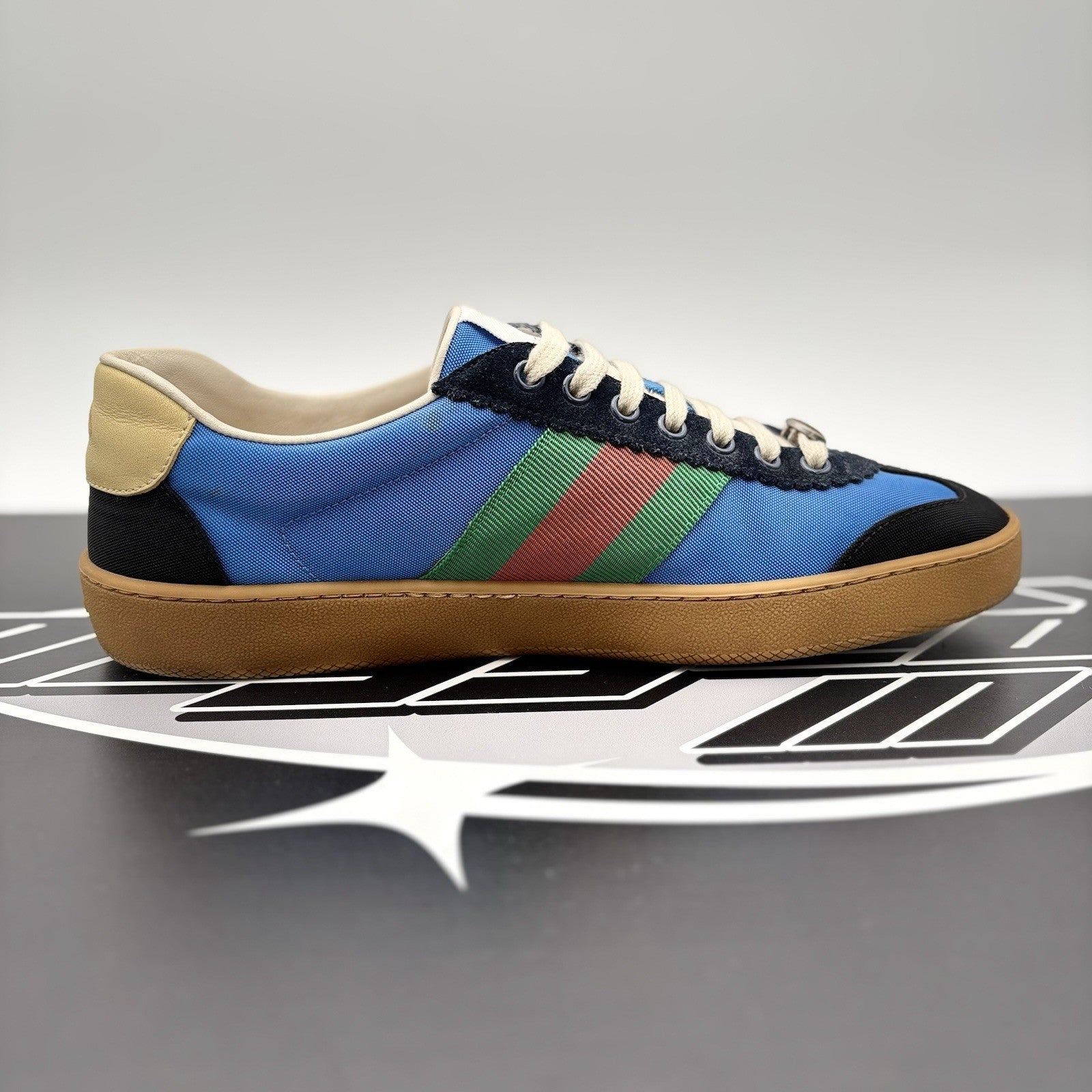 Size 8 G (8.5 US) - Gucci Web Accent Nylon ‘ Blue ‘  | GOOD CONDITION!