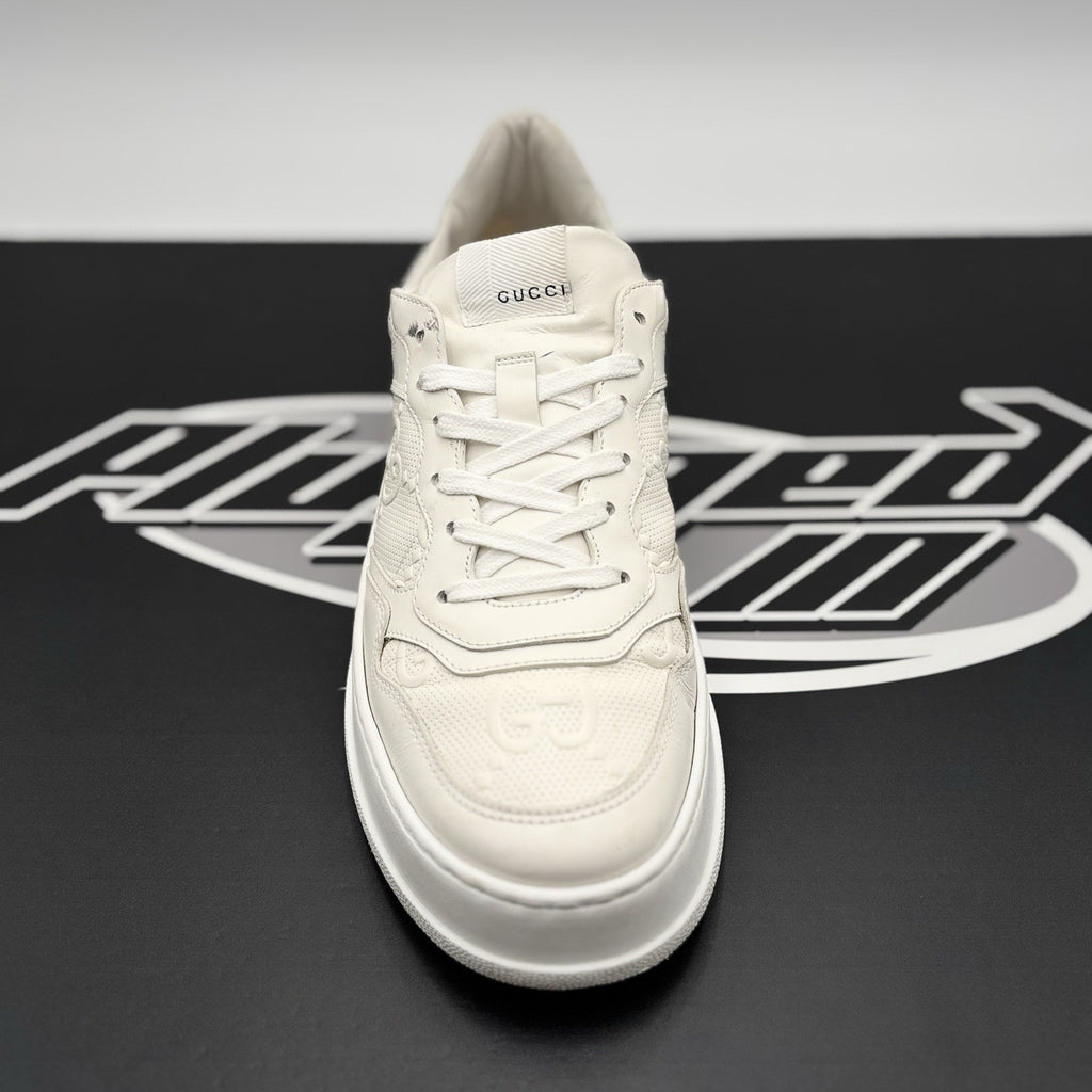 Size 8G (8.5 US) - Gucci GG Embossed ' White Leather ' | GOOD CONDITION!