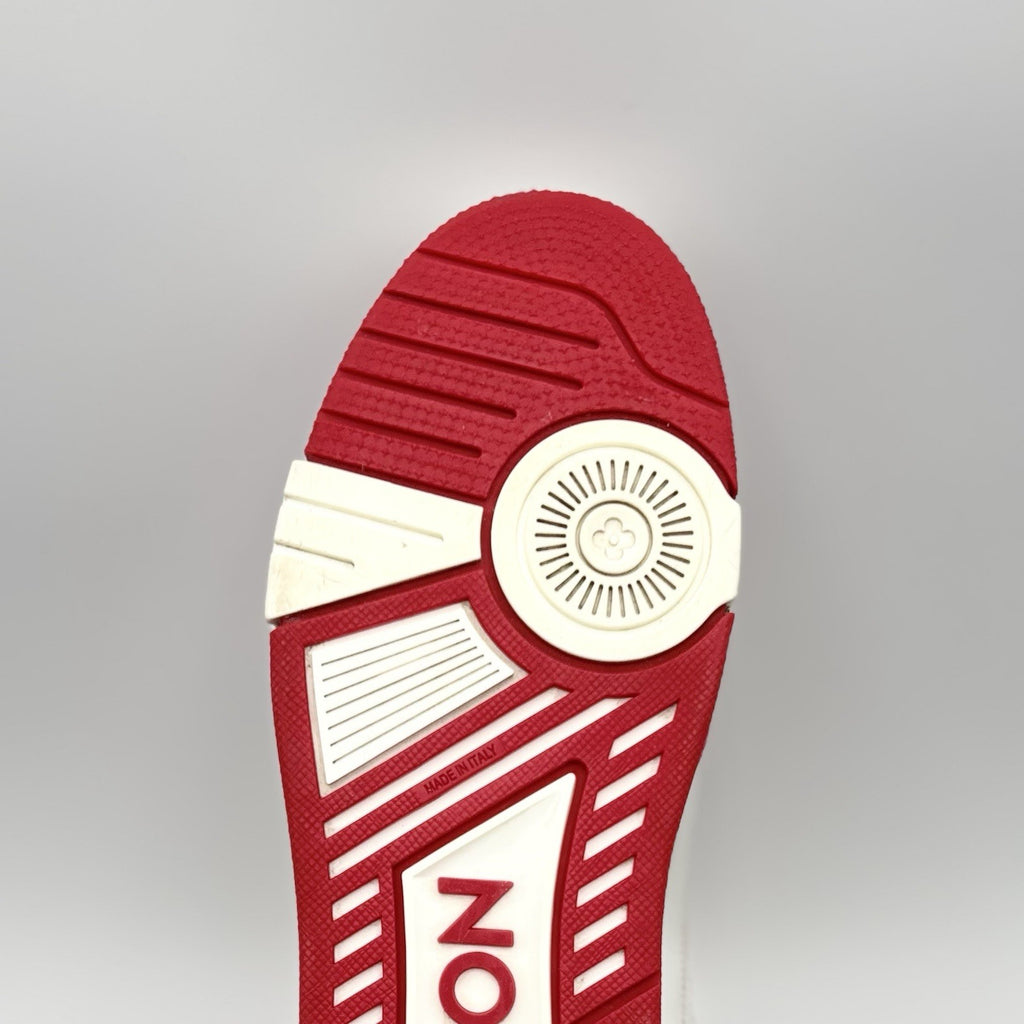 Size 9 LV (10-10.5 US) Louis Vuitton Trainer Strap ' Red, White ' | SUPER CLEAN!
