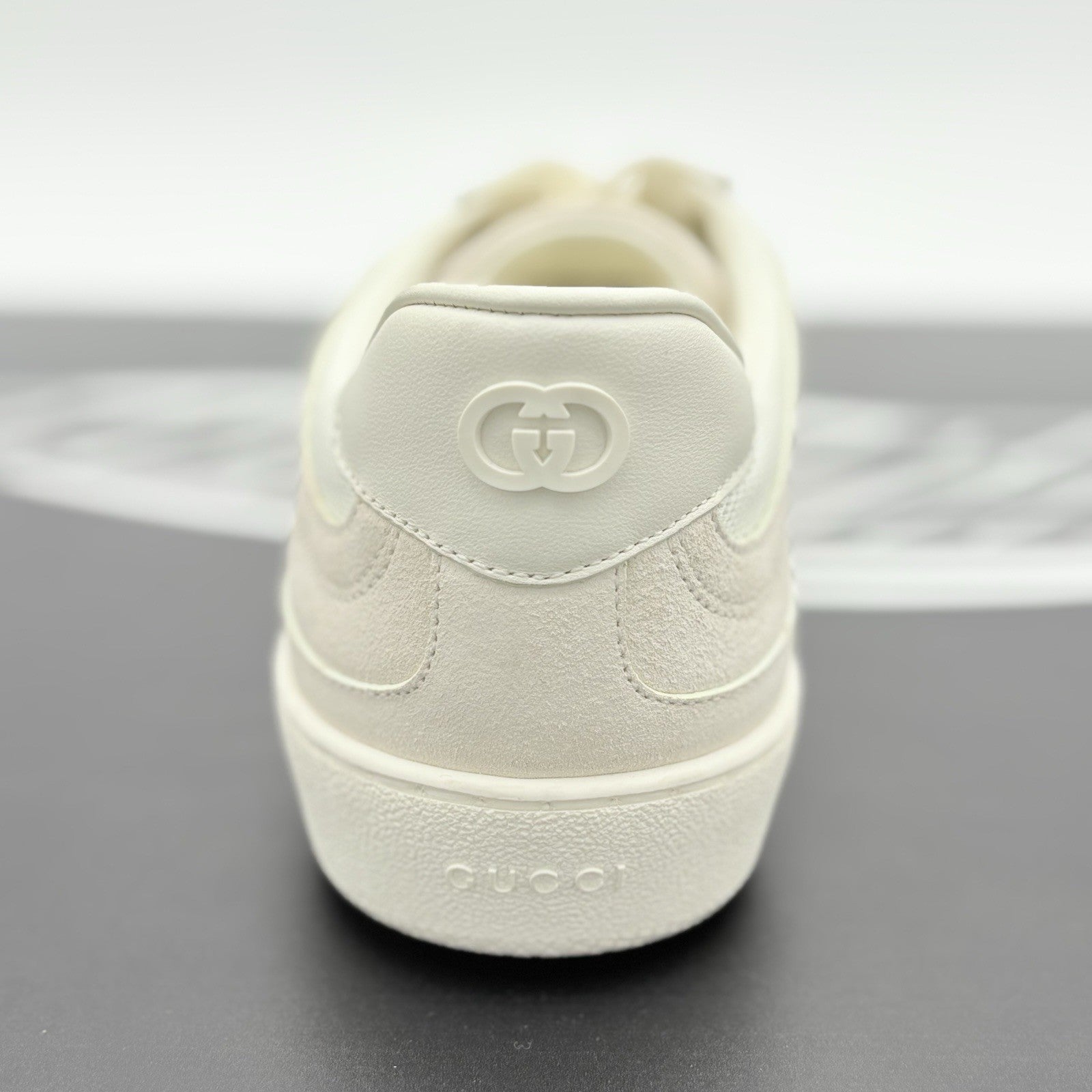 Size 9.5 G (10 US) Gucci G75 Interlocking G Suede Sneaker ' Beige White ' | NEW!