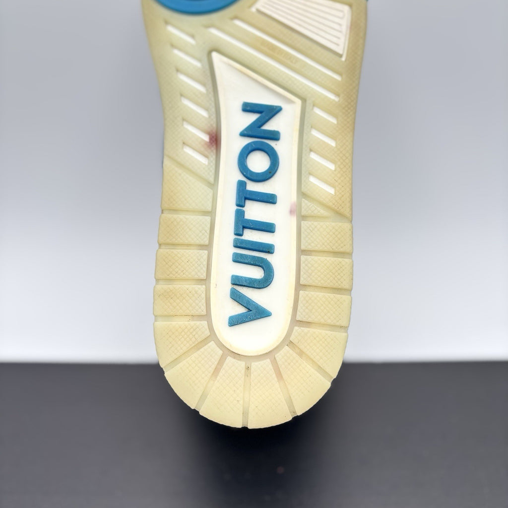 Size 8.5 LV (9.5-10 US) - Louis Vuitton Trainer Mid ‘ White, Blue ’ | GREAT!