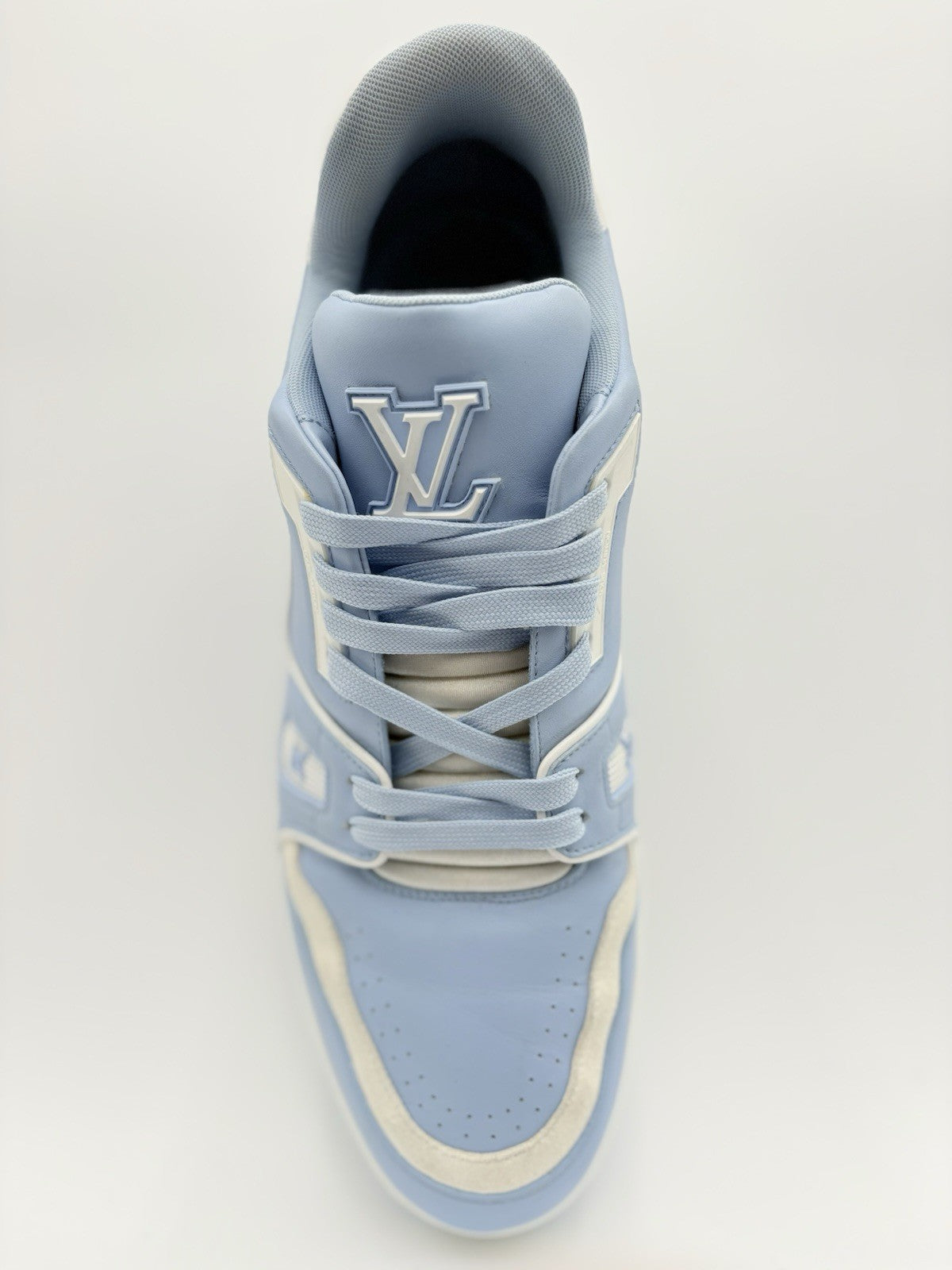 Size 9 LV (10-10.5 US ) Louis Vuitton Trainer ' White Light Blue ' | GREAT COND!