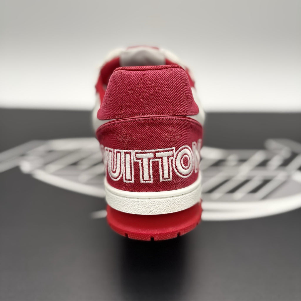Size 9 LV (10-10.5 US) Louis Vuitton Trainer Strap ' Red, White ' | SUPER CLEAN!