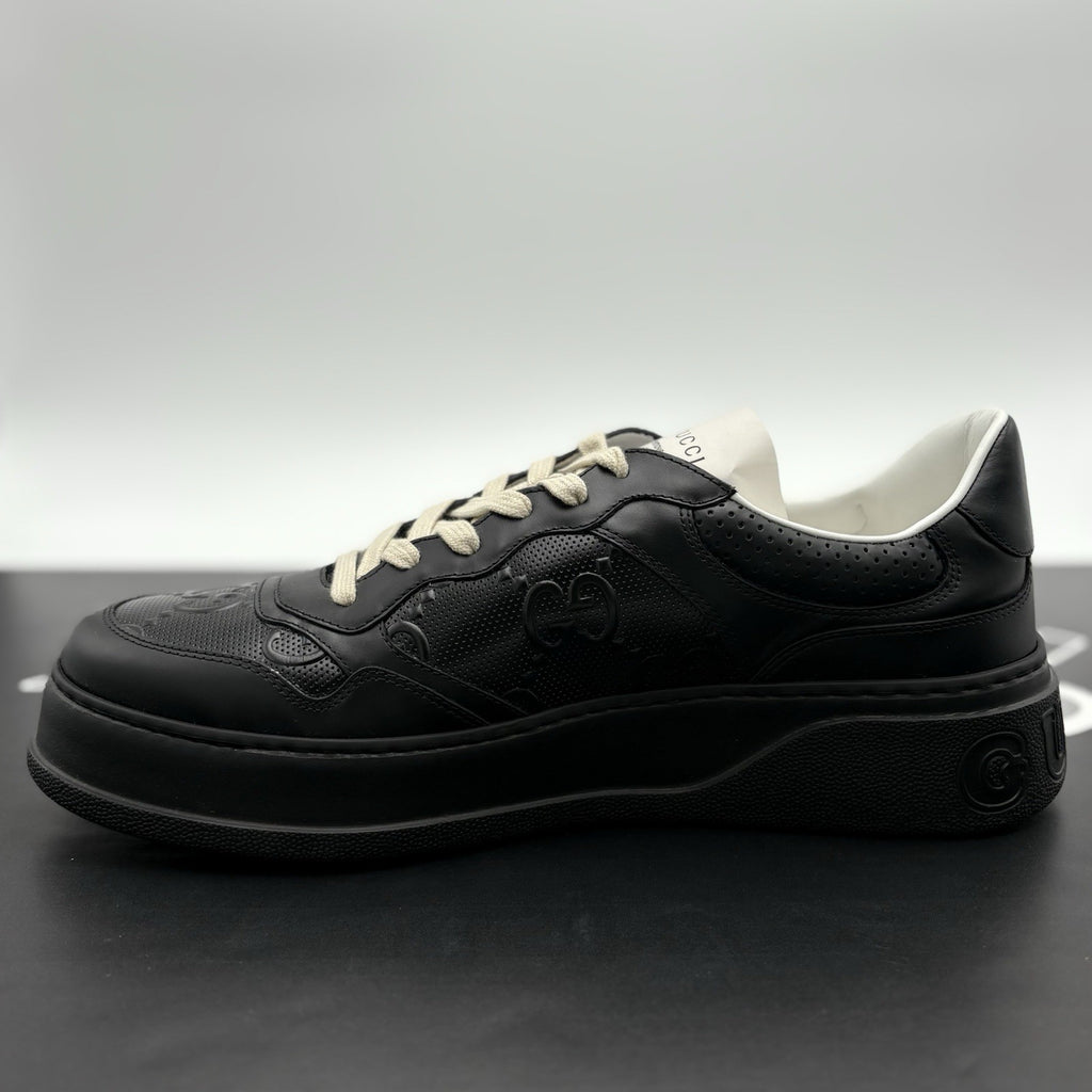 Size 12.5 G (13 US) - Gucci GG Embossed ' Black Leather ' | BRAND NEW!