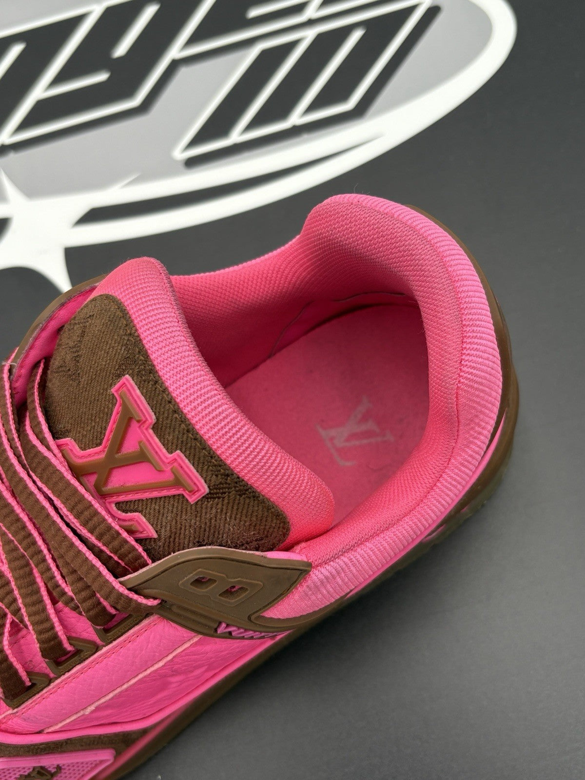 Size 8 LV (9-9.5 US) Louis Vuitton Trainer ' Pink Brown ' | GREAT CONDITION!