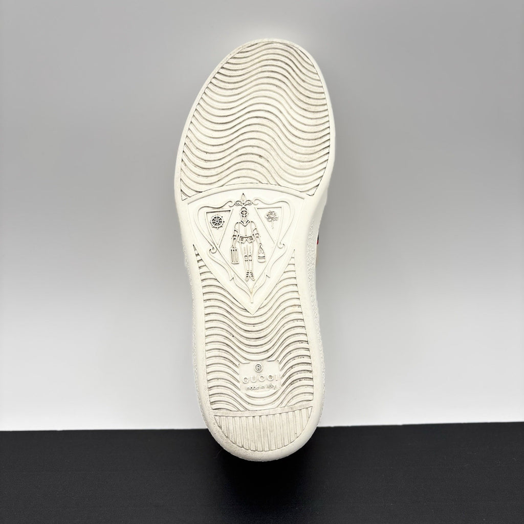 Size 7.5 G (8 US) - Gucci Ace Gucci Stripe ‘ White, Red ‘ | GREAT!