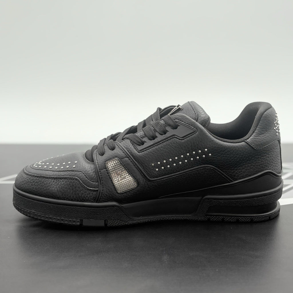 Size 8 LV (9-9.5 US) Louis Vuitton Studded Trainer ' Black ' | SUPER CLEAN!