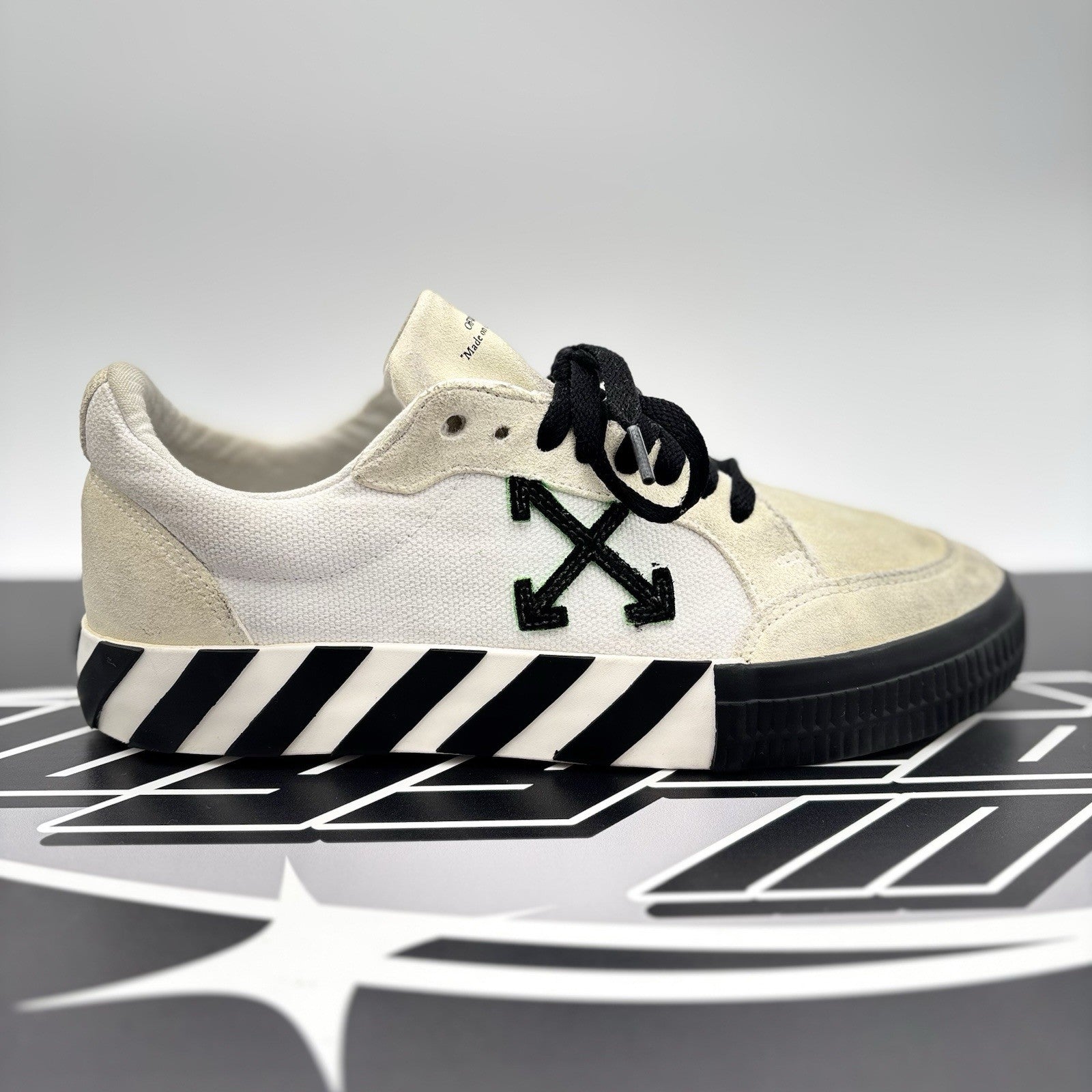 Size 41 (8 US) Off-White Vulc Sneaker ' Canvas White, Black ' | GOOD CONDITION!