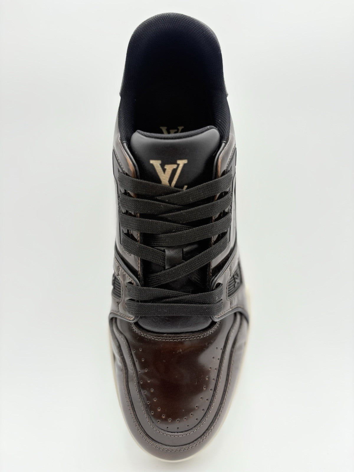 Size 7.5 LV (8.5-9 US) Louis Vuitton Trainer ' Brown Patent ' | SUPER CLEAN!