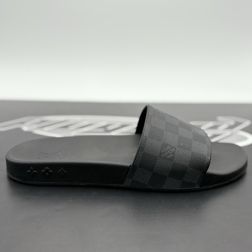 Size 10 LV (11-11.5 US) Louis Vuitton Damier Sandals ' Black Grey ' | GREAT COND