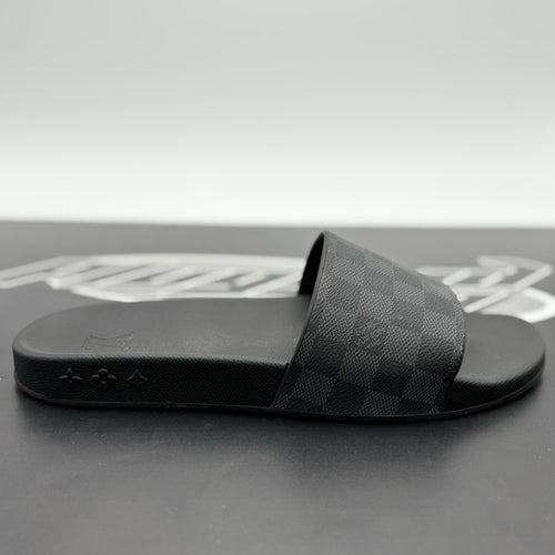 Size 10 LV (11-11.5 US) Louis Vuitton Damier Sandals ' Black Grey ' | GREAT COND