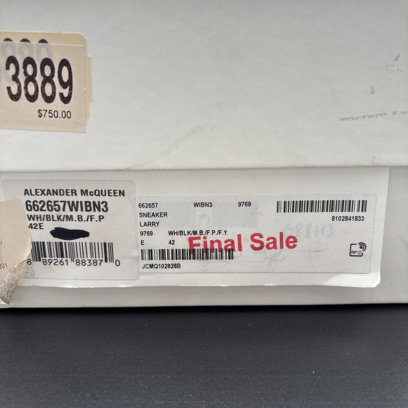 Size 42 (9 US) Alexander McQueen ' Transparent Sole/White Iridescent '
