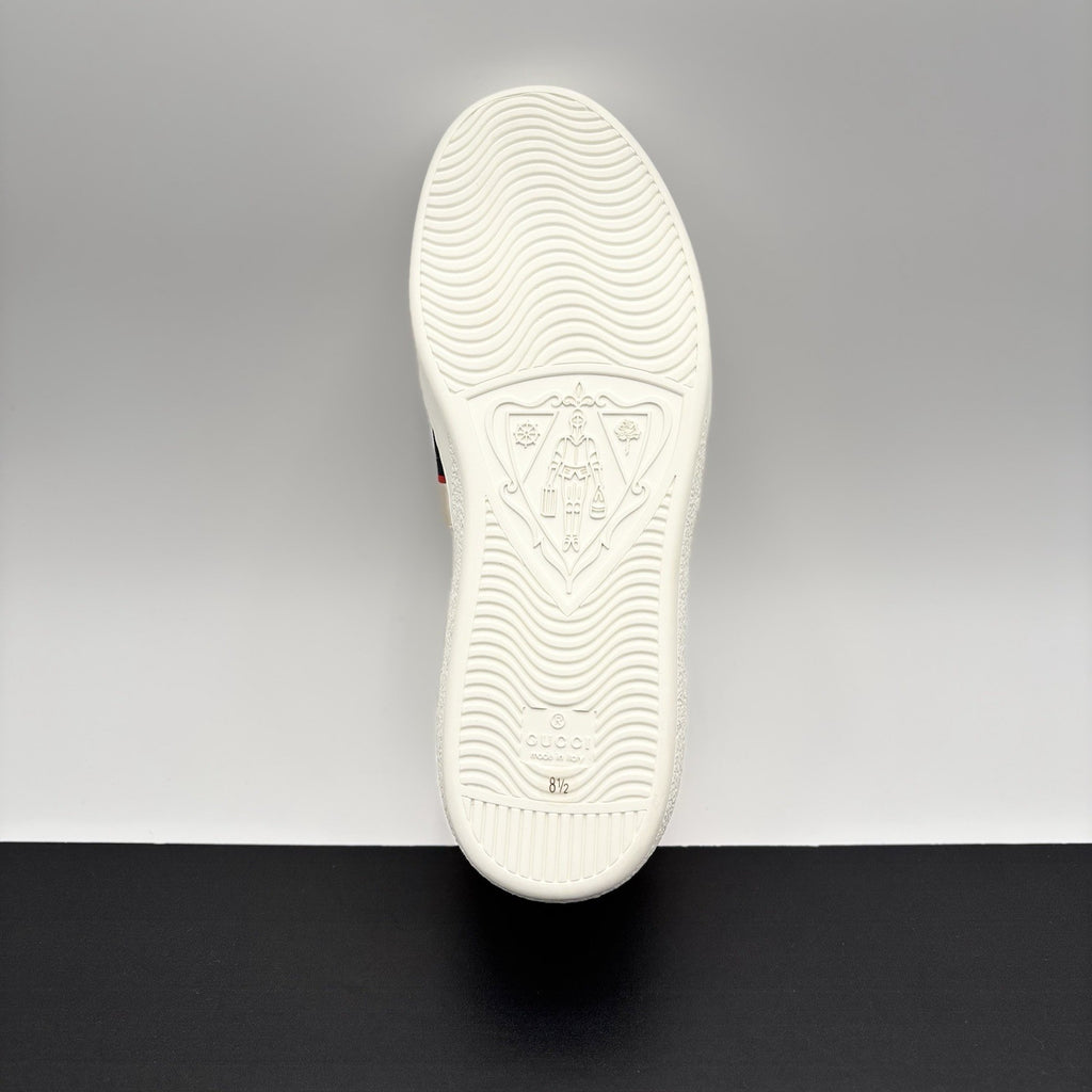 Size 8.5 G (9 US)- Gucci Ace Leather  With Strap ‘ White ’ | NEW!