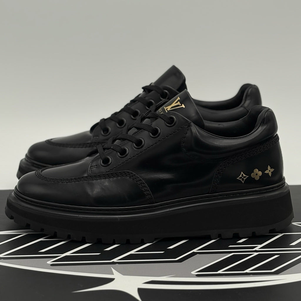 Size 7 LV (8-8.5 US) Louis Vuitton Leather Derby Sneaker ' Black ' | SUPER CLEAN
