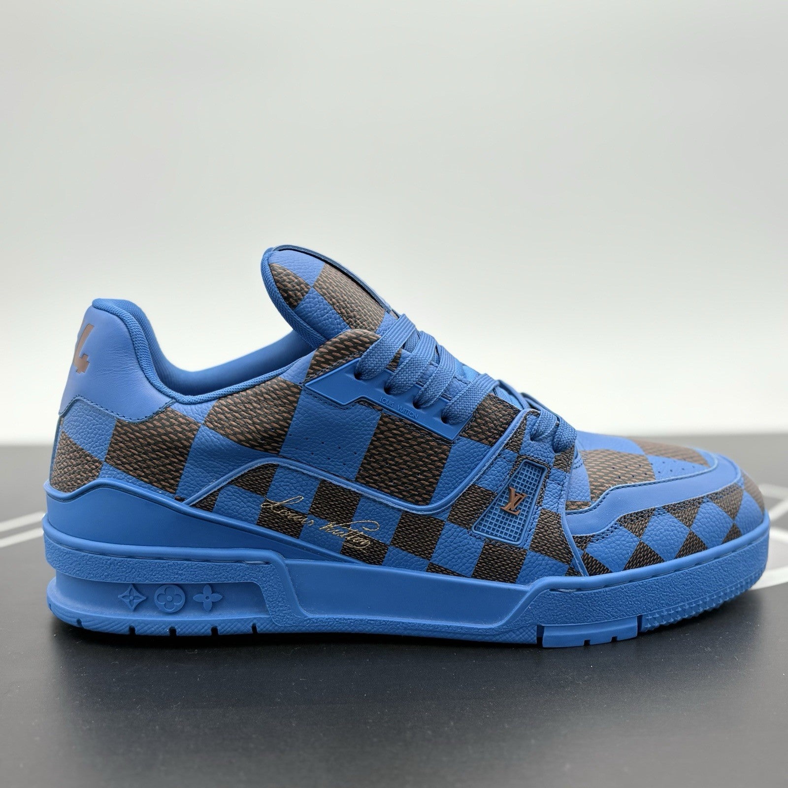 Size 9.5 LV (10.5-11 US) Louis Vuitton Trainer ' Blue Brown Checkered ' | NEW!