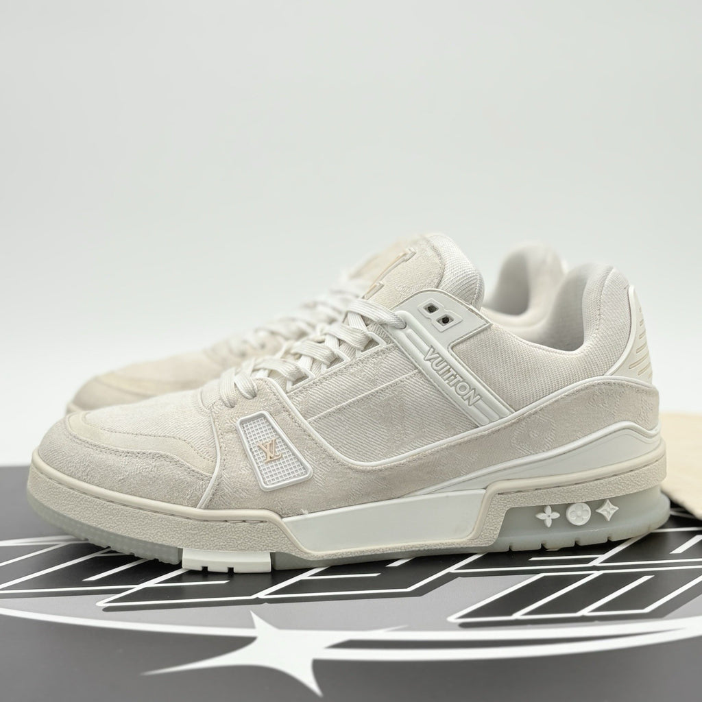 Size 8.5 LV (9.5-10 US) Louis Vuitton Trainer  Denim ' Beige ' | GREAT CONDITION