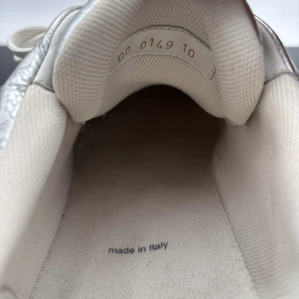 Size 10 LV (11-11.5 US) - Louis Vuitton Trainer Low ' Metallic Silver Orange '
