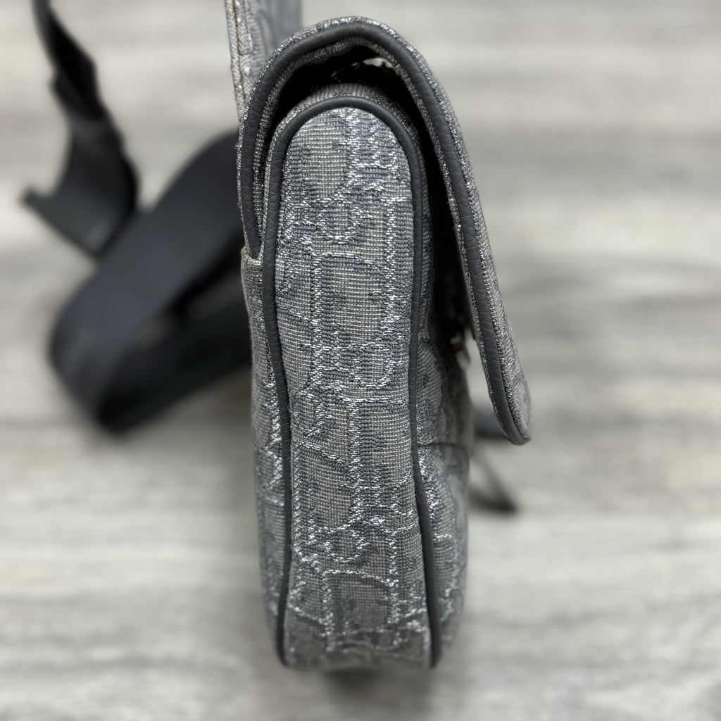 Christian Dior Ruthenium Oblique Saddle Bag ' Grey ' | SUPER CLEAN!