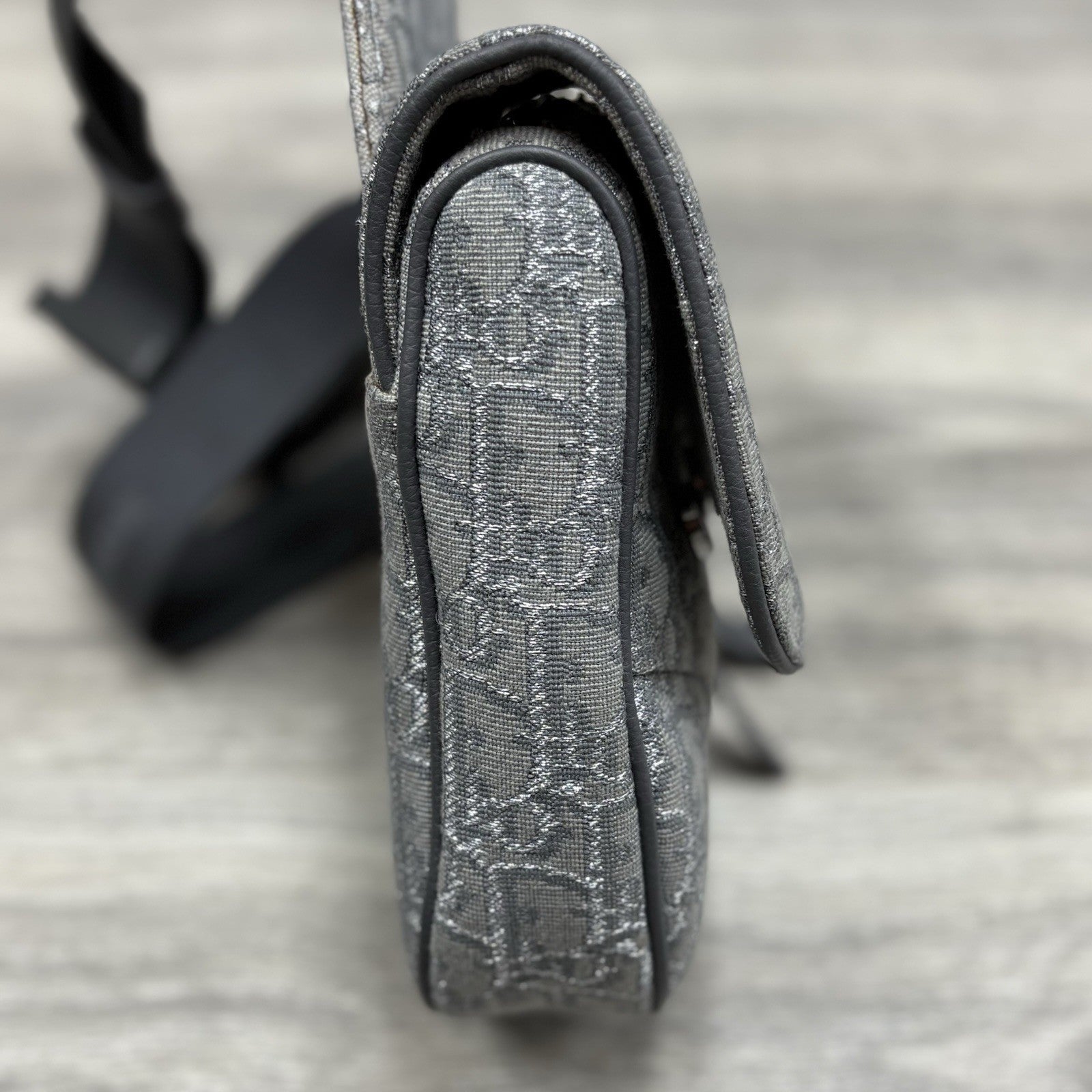Christian Dior Ruthenium Oblique Saddle Bag ' Grey ' | SUPER CLEAN!